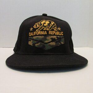California Republic Rue 21 Hat SnapBack Black & Gold Bear Camo